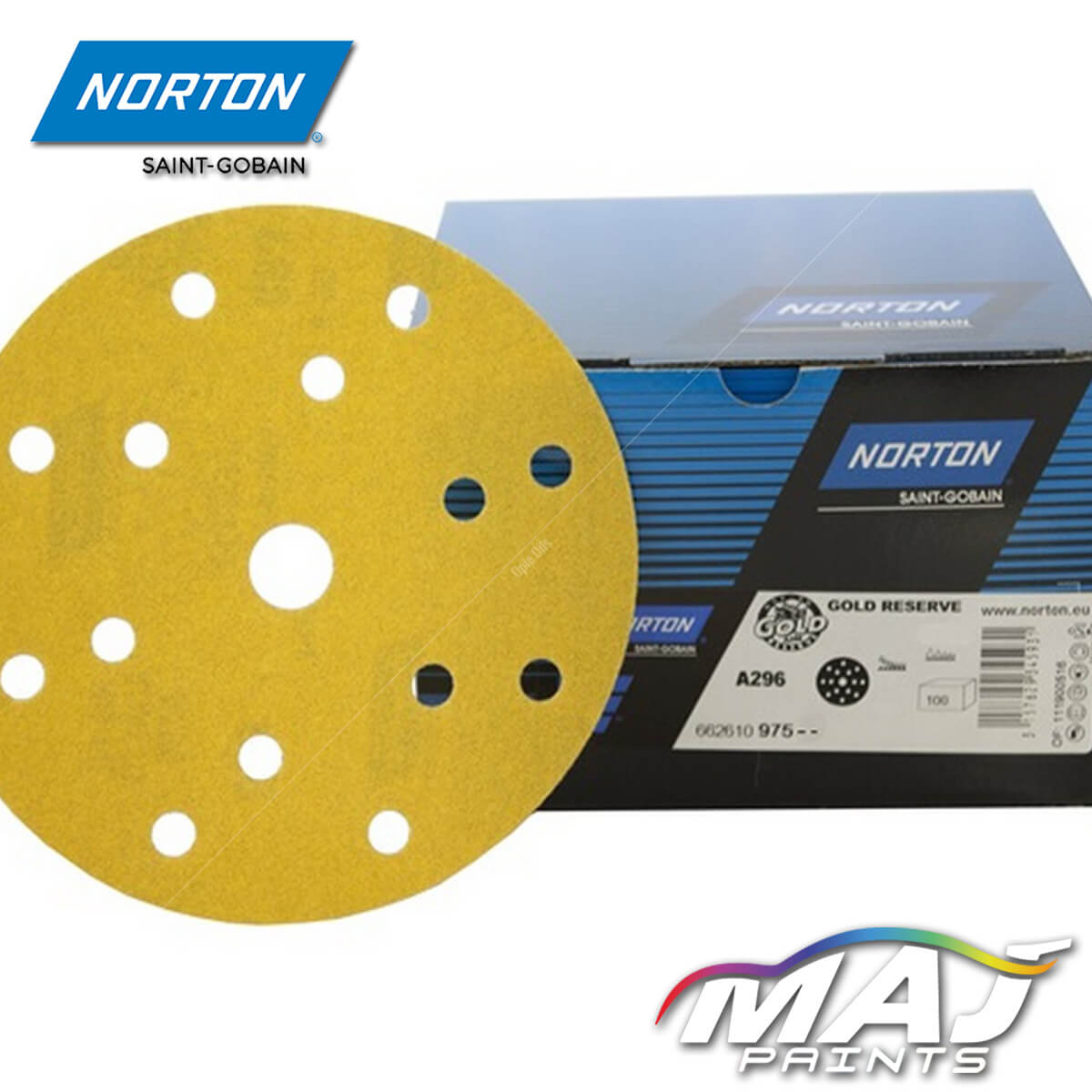 Norton Gold Reserve Velcro Sanding Discs P240 150mm - Box of 100
