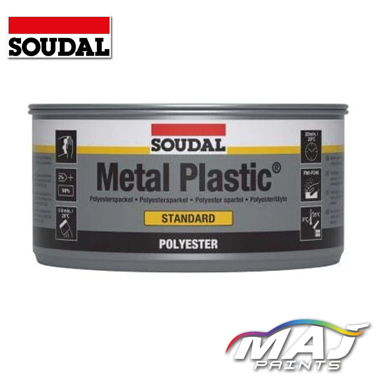 Soudal Metal Plastic Standard Polyester Body Filler - 1kg