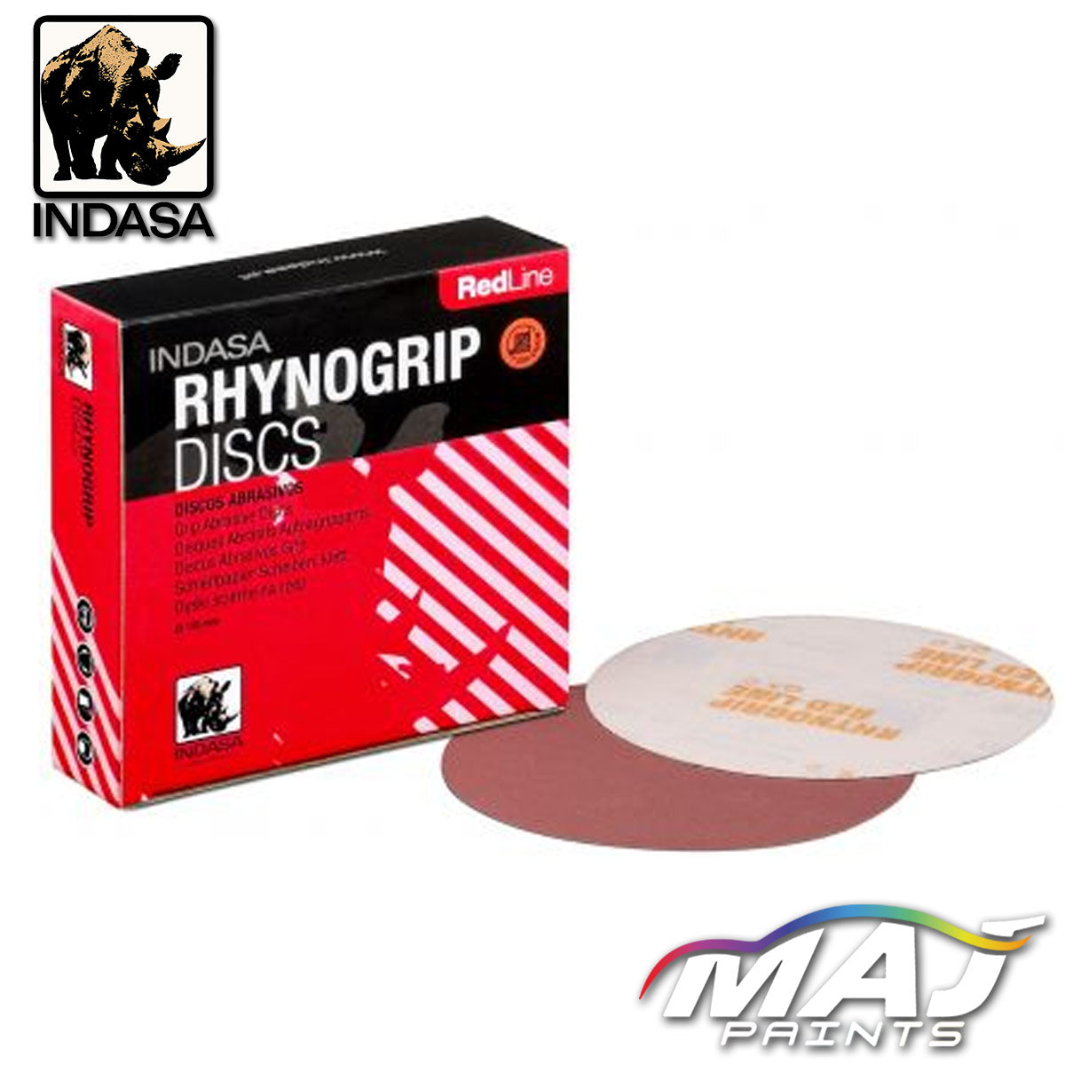 INDASA Rhynogrip Red Line Discs - Velcro 150mm - P1500 - Qty. 50