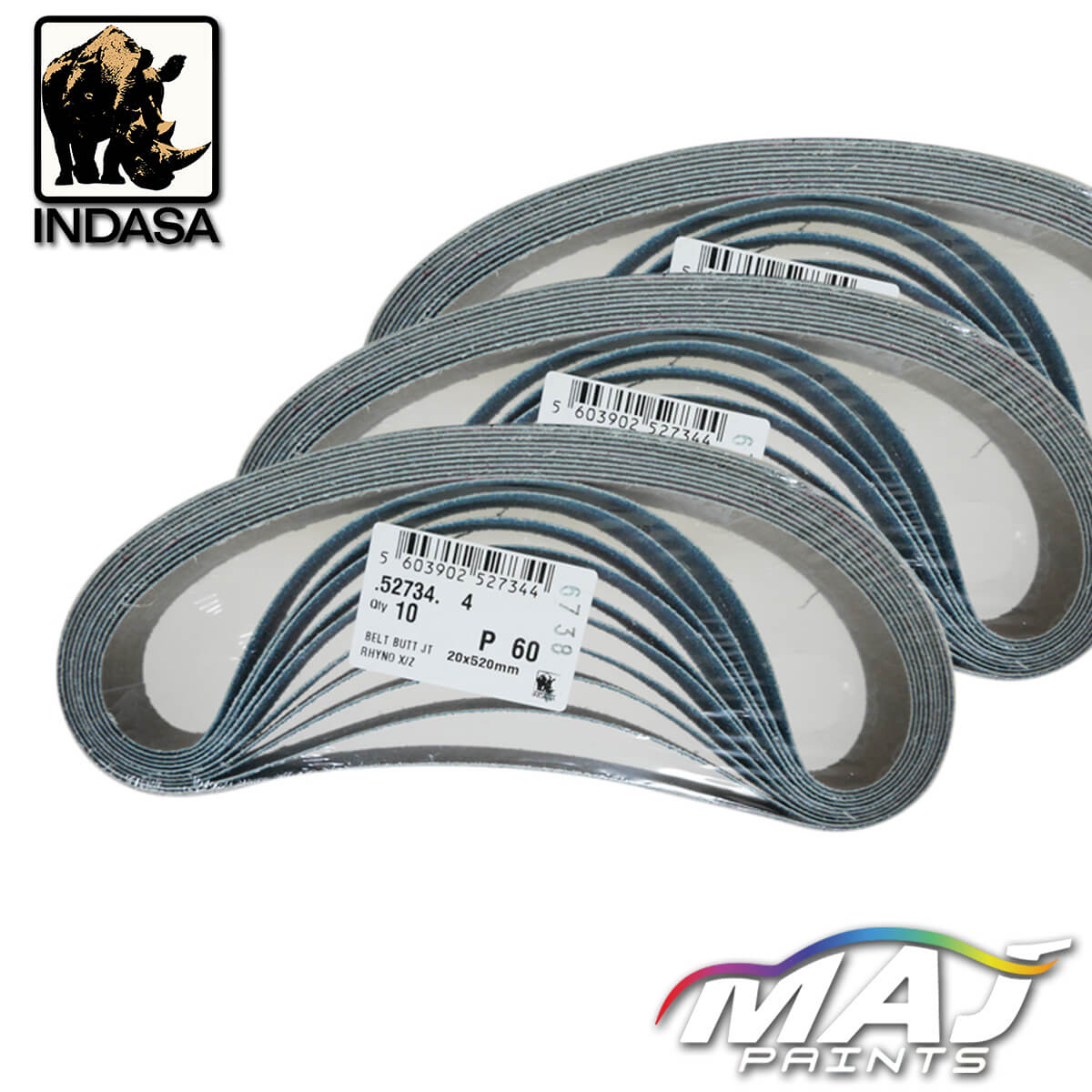 INDASA Sanding Belts 20x520mm P60 - Pack of 10