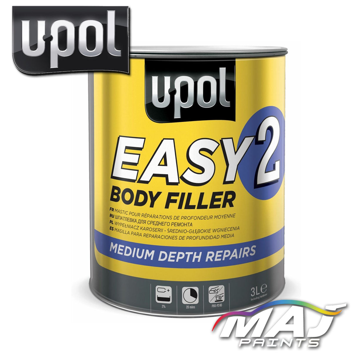 U-POL Easy 2 Body Filler Medium Depth Repairs - 3L